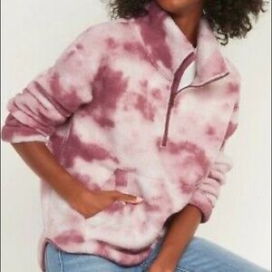 Old Navy Tie Dye Cozy Sherpa Half Zip Sweatshirt Women’s Size XS